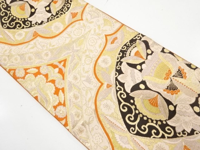 JAPANESE KIMONO / ANTIQUE FUKURO OBI / SILK / WOVEN FLORAL SARASA